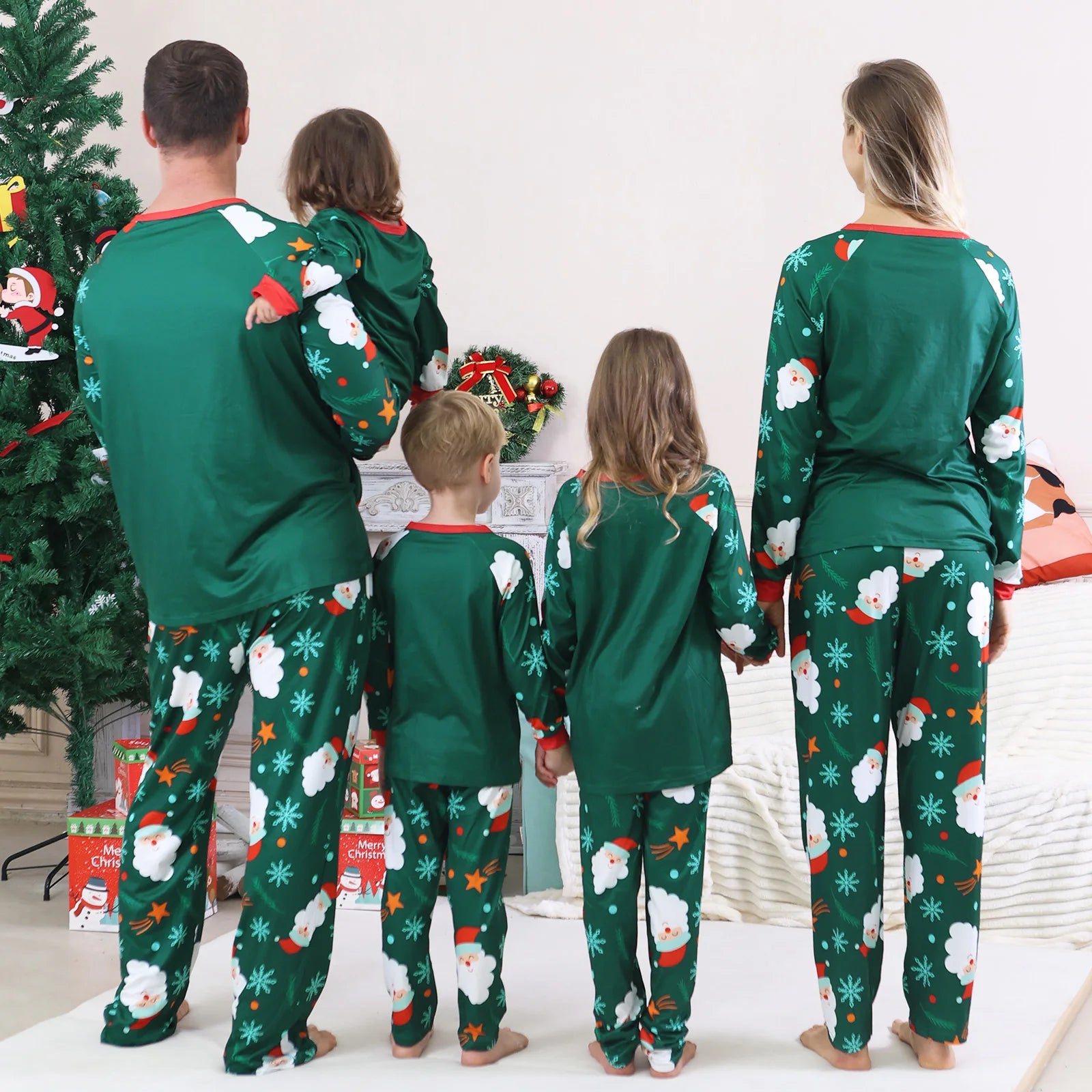 Santa Green Print Matching Pyjamas