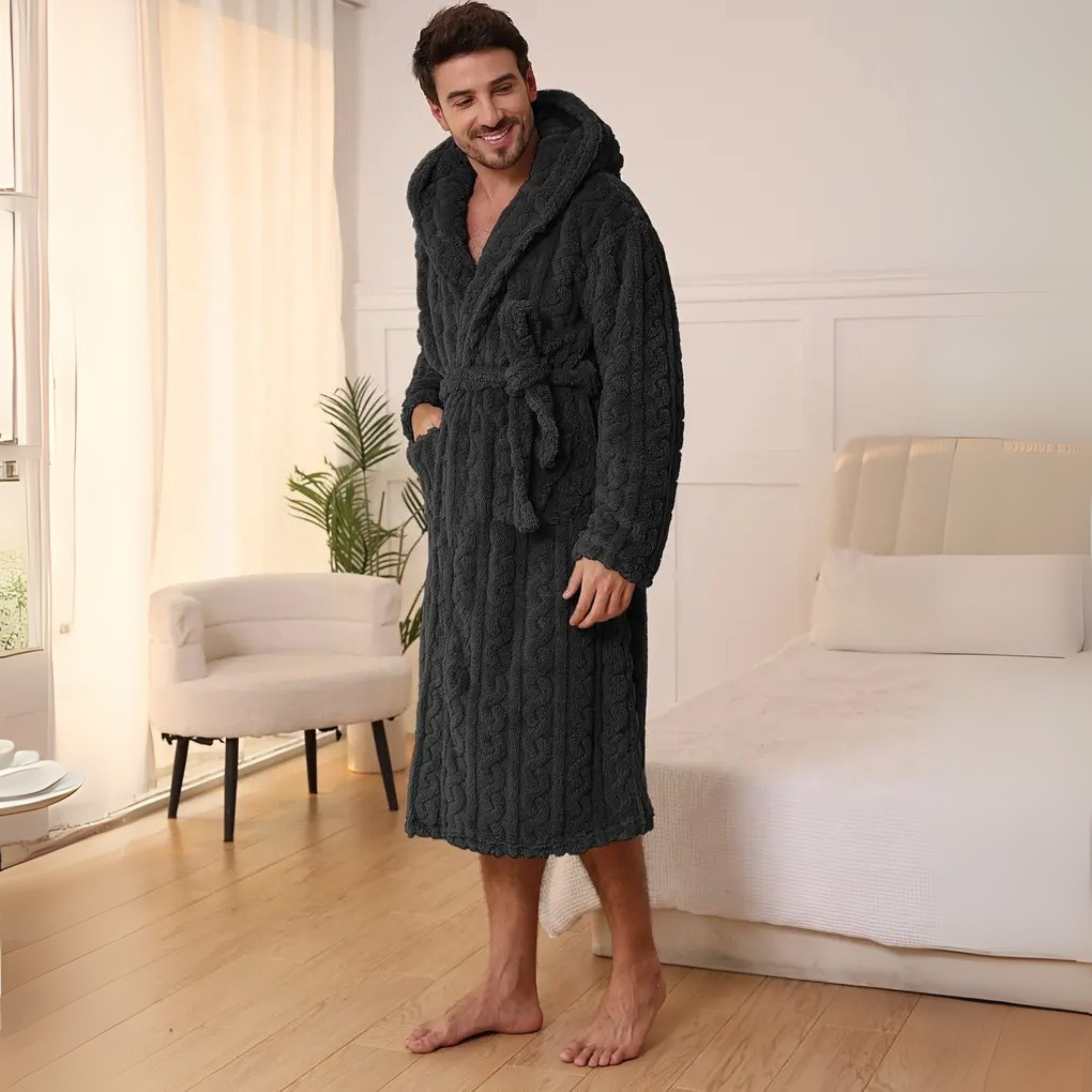 Plush Hooded Dressing Gown